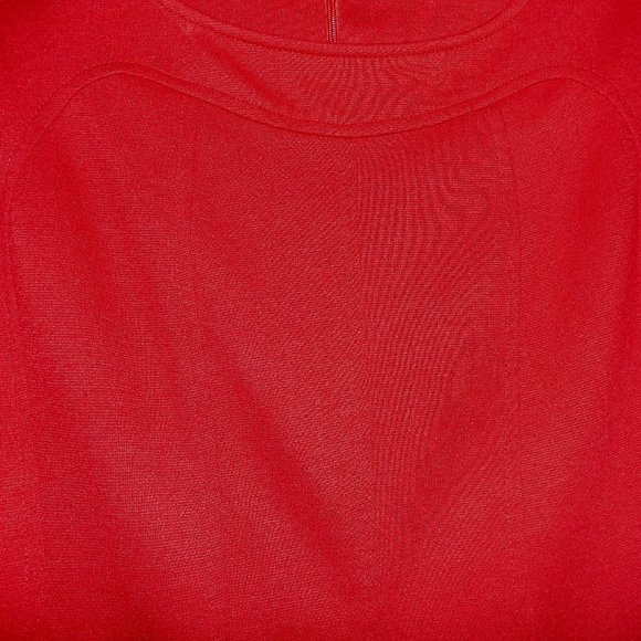 Sandra Darren SZ 10 Christmas Red Scuba Fitted Detailed Sleeveless Knit Dress - Picture 6 of 12